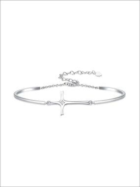 Sterling Silver Diamond Cross Bangle Bracelet 0.03ct Lab Grown Diamond